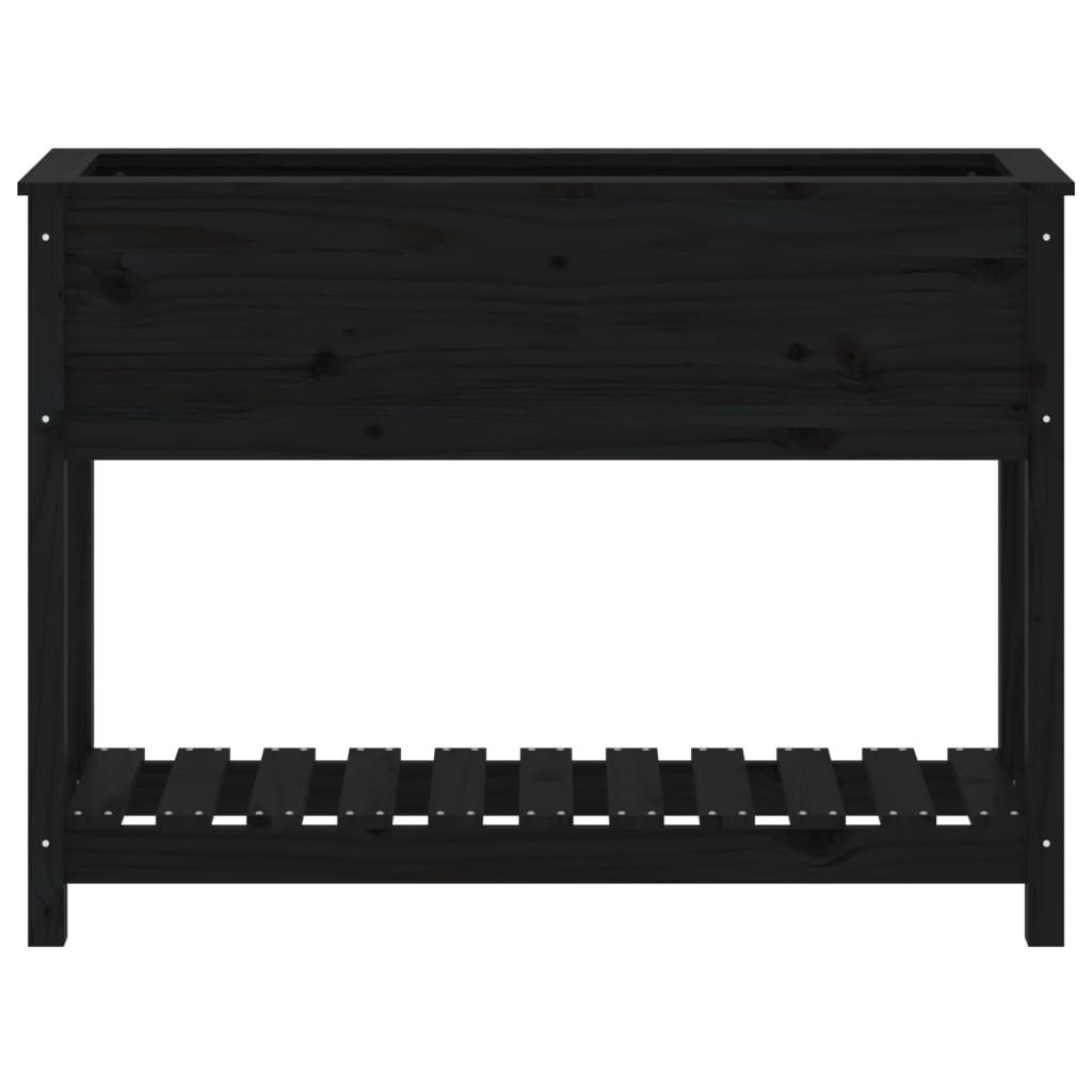 Vassoio per fioriera aiuola rialzata piante fiori terrazza giardino con ripiano 111,5 x 34,5 x 81 cm legno massello di pino nero 02_0038383
