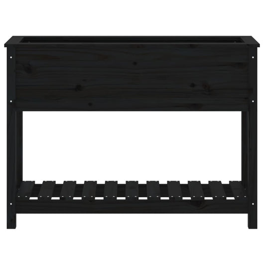 Vassoio per fioriera aiuola rialzata piante fiori terrazza giardino con ripiano 111,5 x 34,5 x 81 cm legno massello di pino nero 02_0038383