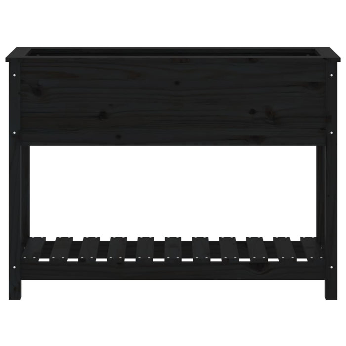 Vassoio per fioriera aiuola rialzata piante fiori terrazza giardino con ripiano 111,5 x 34,5 x 81 cm legno massello di pino nero 02_0038383