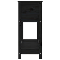 Fioriera con Mensola Nera 111,5x34,5x81 cm Legno Massello Pino 823770