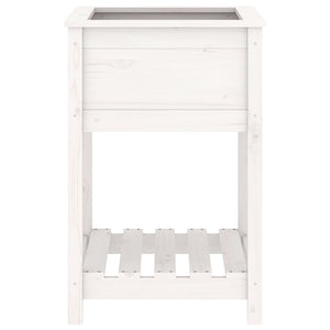 Fioriera con Mensola Bianca 54x54x81 cm Legno Massello di Pino cod mxl 52521