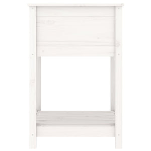 Fioriera con Mensola Bianca 54x54x81 cm Legno Massello di Pino cod mxl 52521