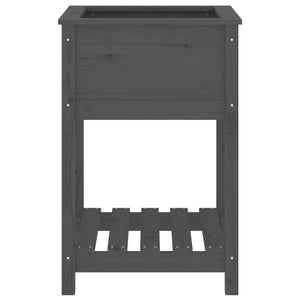 Fioriera con Mensola Grigia 54x54x81 cm Legno Massello di Pino