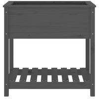 Fioriera con Mensola-Vaso con Ripiano-Contenitore per Piante Grigia 82,5x54x81cm in Legno Massello Pino