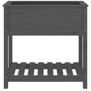 Fioriera con Mensola-Vaso con Ripiano-Contenitore per Piante Grigia 82,5x54x81cm in Legno Massello Pino