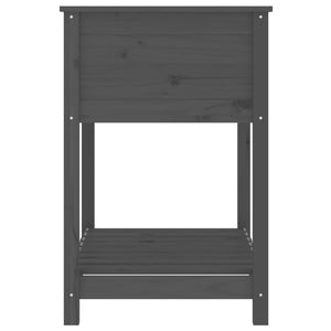 Fioriera con Mensola-Vaso con Ripiano-Contenitore per Piante Grigia 82,5x54x81cm in Legno Massello Pino