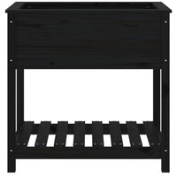 Fioriera con Mensola Nera 82,5x54x81 cm Legno Massello di Pino