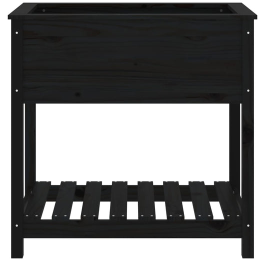 Vassoio per fioriera aiuola rialzata piante fiori terrazza giardino con ripiano 82,5 x 54 x 81 cm legno massello di pino nero 02_0038407