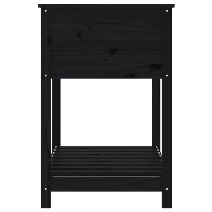 Vassoio per fioriera aiuola rialzata piante fiori terrazza giardino con ripiano 82,5 x 54 x 81 cm legno massello di pino nero 02_0038407
