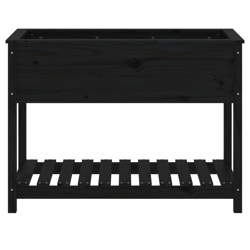 Vassoio per fioriera aiuola rialzata piante fiori terrazza giardino con ripiano 111,5 x 54 x 81 cm legno massello di pino nero 02_0038388