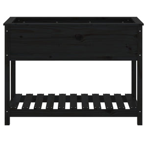 Vassoio per fioriera aiuola rialzata piante fiori terrazza giardino con ripiano 111,5 x 54 x 81 cm legno massello di pino nero 02_0038388