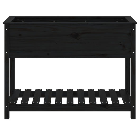 Vassoio per fioriera aiuola rialzata piante fiori terrazza giardino con ripiano 111,5 x 54 x 81 cm legno massello di pino nero 02_0038388