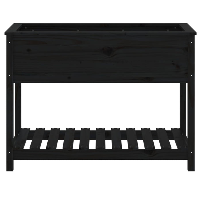 Vassoio per fioriera aiuola rialzata piante fiori terrazza giardino con ripiano 111,5 x 54 x 81 cm legno massello di pino nero 02_0038388
