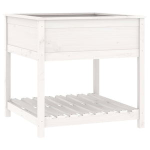 Fioriera rialzata per giardino e terrazza con ripiano 825 x 825 x 81 cm in legno massello di pino bianco 02_0038412
