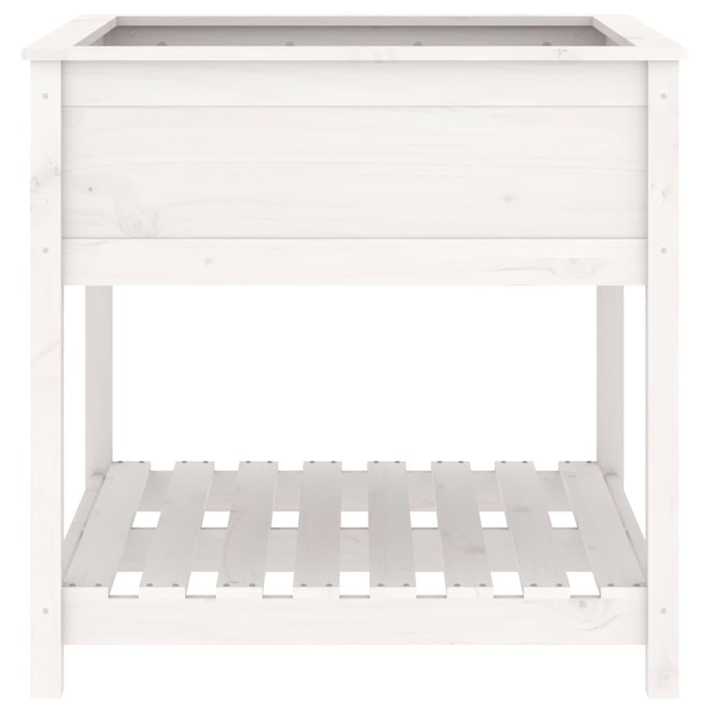 Fioriera rialzata per giardino e terrazza con ripiano 825 x 825 x 81 cm in legno massello di pino bianco 02_0038412