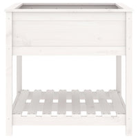 Fioriera con Mensola-Vaso con Ripiano-Contenitore per Piante Bianca 82,5x82,5x81 cm Legno Massello Pino