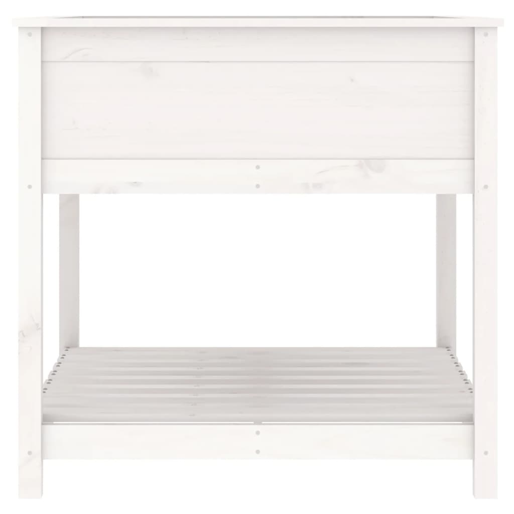 Fioriera rialzata per giardino e terrazza con ripiano 825 x 825 x 81 cm in legno massello di pino bianco 02_0038412