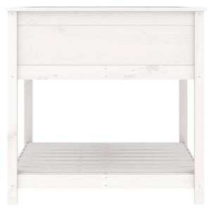Fioriera rialzata per giardino e terrazza con ripiano 825 x 825 x 81 cm in legno massello di pino bianco 02_0038412