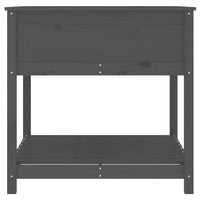 Fioriera con Mensola-Vaso con Ripiano-Contenitore per Piante Grigia 82,5x82,5x81 cm Legno Massello Pino