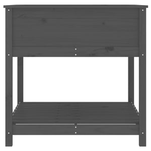 Fioriera con Mensola-Vaso con Ripiano-Contenitore per Piante Grigia 82,5x82,5x81 cm Legno Massello Pino