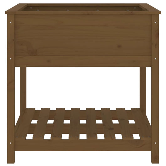 Vassoio per fioriera aiuola rialzata piante fiori terrazza giardino con ripiano 82,5 x 82,5 x 81 cm legno di pino marrone 02_0038408