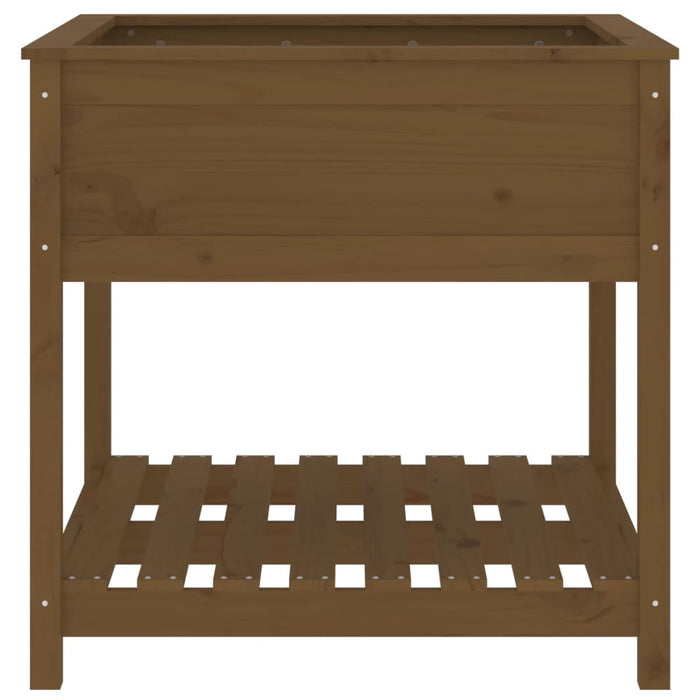 Vassoio per fioriera aiuola rialzata piante fiori terrazza giardino con ripiano 82,5 x 82,5 x 81 cm legno di pino marrone 02_0038408