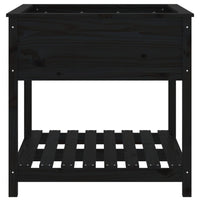 Fioriera con Mensola Nera 82,5x82,5x81cm Legno Massello di Pino 823798