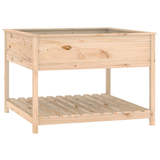 Vassoio per fioriera aiuola rialzata piante fiori terrazza giardino con ripiano 111,5 x 111,5 x 81 cm legno massello di pino marrone 02_0038380