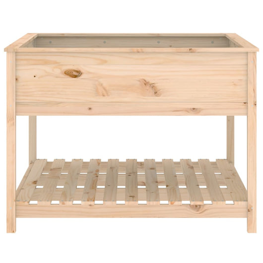 Vassoio per fioriera aiuola rialzata piante fiori terrazza giardino con ripiano 111,5 x 111,5 x 81 cm legno massello di pino marrone 02_0038380