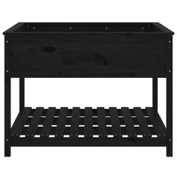 Fioriera con Mensola Nera 111,5x111,5x81 cm Legno Massello Pino