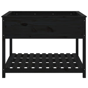 Fioriera con Mensola Nera 111,5x111,5x81 cm Legno Massello Pino