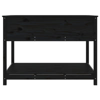 Fioriera con Mensola Nera 111,5x111,5x81 cm Legno Massello Pino