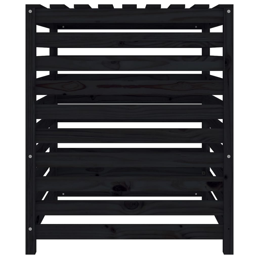 Compostiera Nera 82,5x82,5x99,5 cm in Legno Massello di Pino 823819