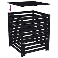 Compostiera Nera 82,5x82,5x99,5 cm in Legno Massello di Pino 823819