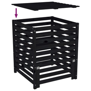 Compostiera Nera 82,5x82,5x99,5 cm in Legno Massello di Pino 823819