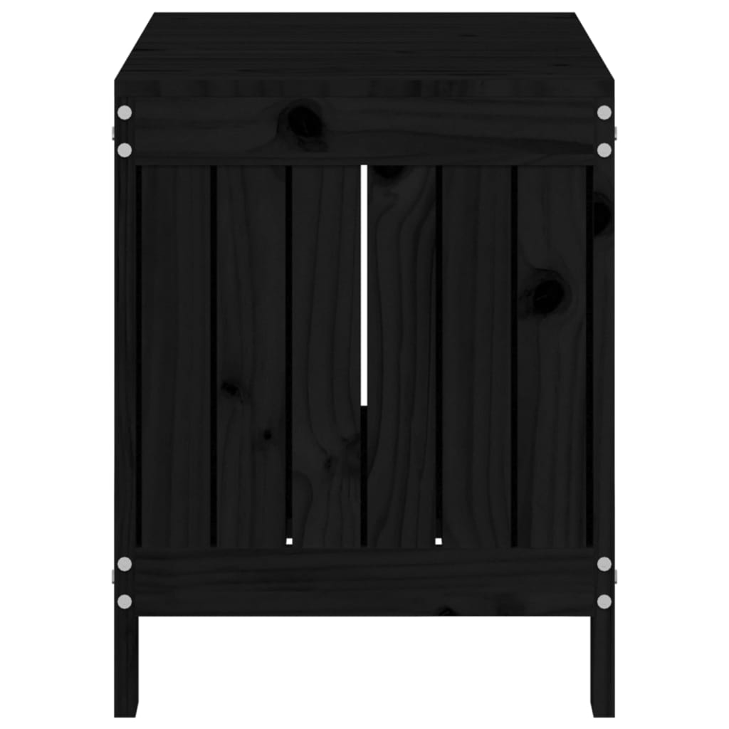 Contenitore da Giardino Nero 76x42,5x54 cm Legno Massello Pino 823826