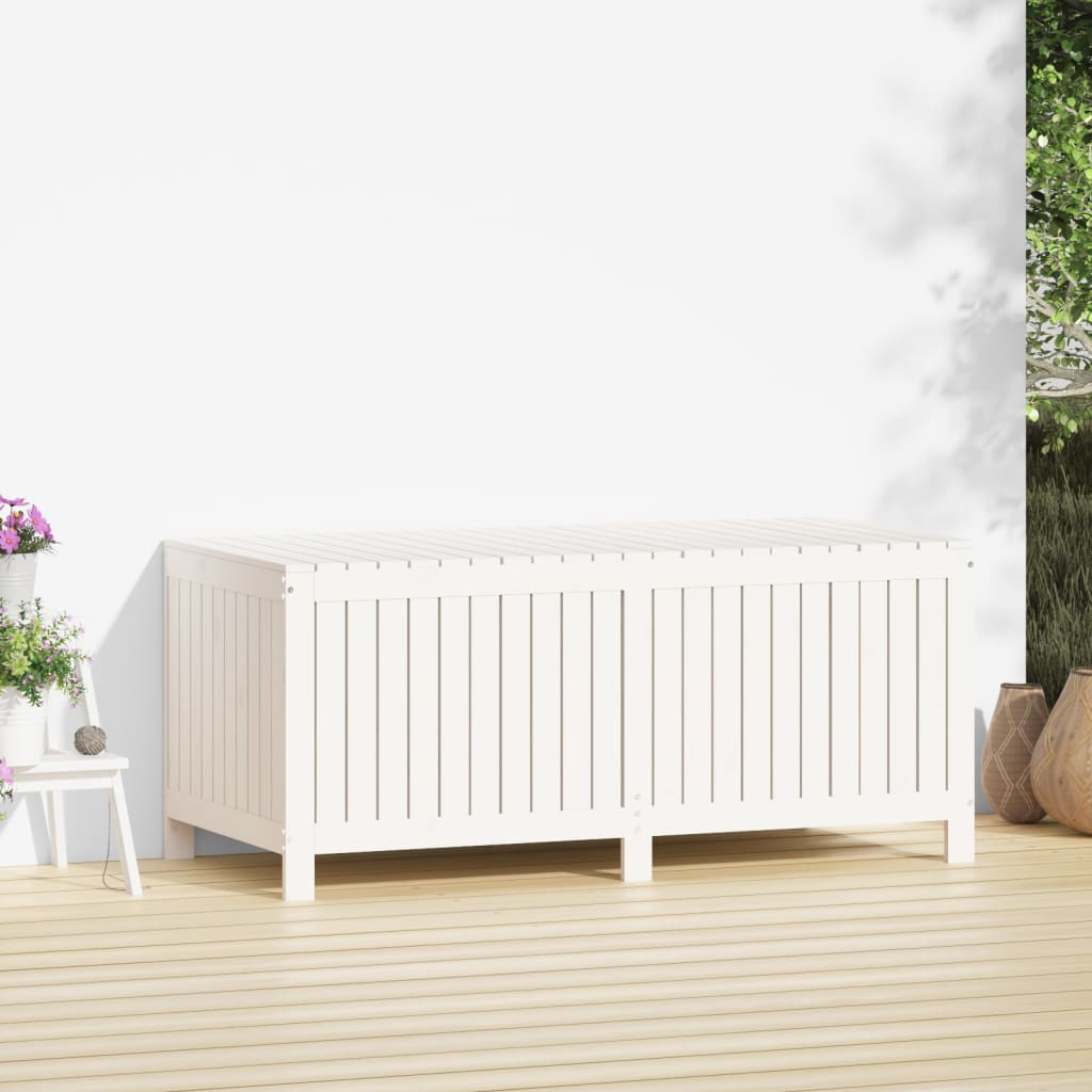 Contenitore da Giardino-Cassapanche da esterno Bianco 147x68x64 cm Legno Massello Pino