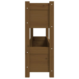 Fioriera-Vaso da Esterno-Contenitore per Piante Marrone Ambra 112x25x66 cm in Legno Massello di Pino