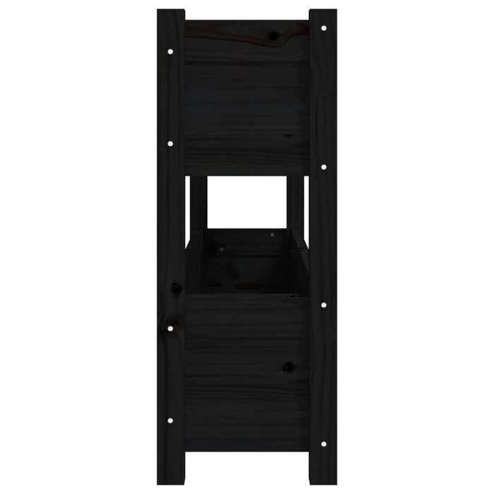 Fioriera Nera 112x25x66 cm in Legno Massello di Pino 823931