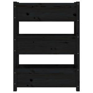 Fioriera Nera 77x25x104,5 cm in Legno Massello di Pino