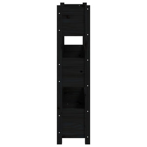 Fioriera Nera 77x25x104,5 cm in Legno Massello di Pino 823938