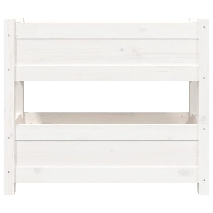 Fioriera-Vaso-Contenitore per Piante Bianca 77x25x66 cm in Legno Massello di Pino