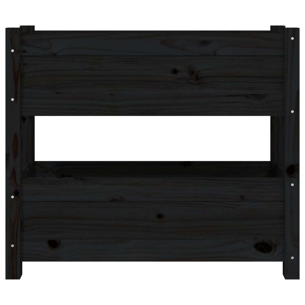 Fioriera Nera 77x25x66 cm in Legno Massello di Pino 823945