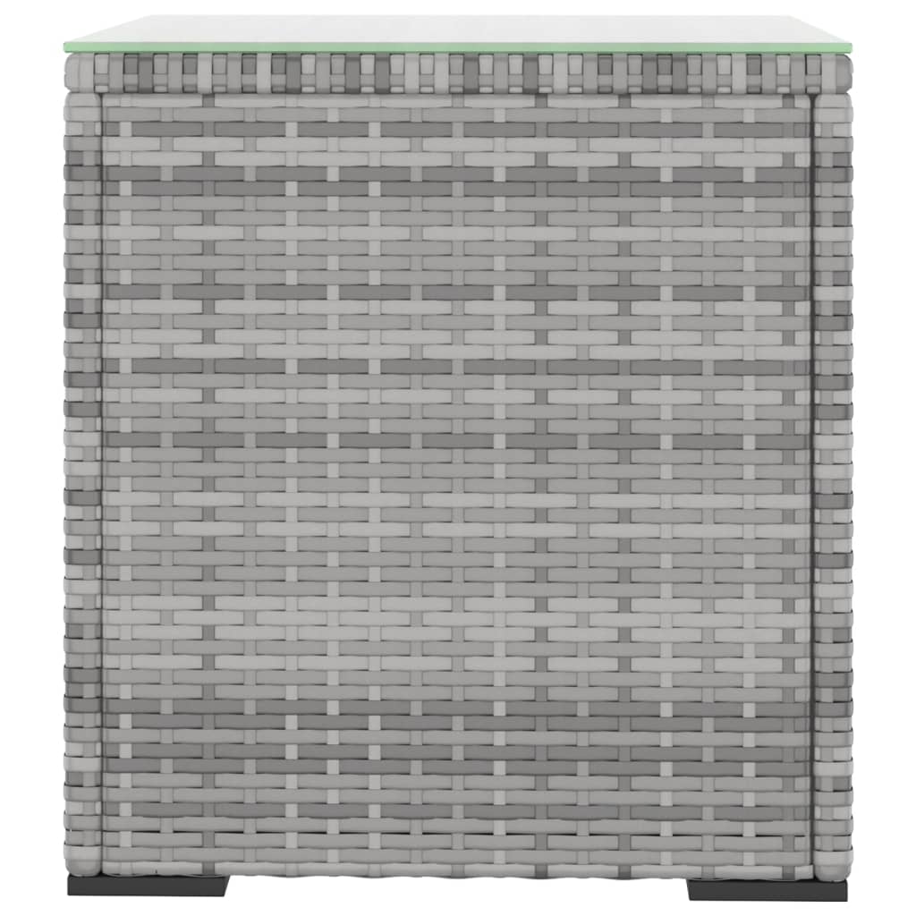 Tavolino Grigio 40x37x40,5 cm Polyrattan e Vetro Temperato 319389