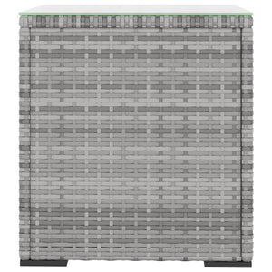 Tavolino Grigio 40x37x40,5 cm Polyrattan e Vetro Temperato 319389