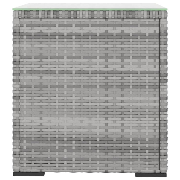 Tavolino Grigio 40x37x40,5 cm Polyrattan e Vetro Temperato 319389