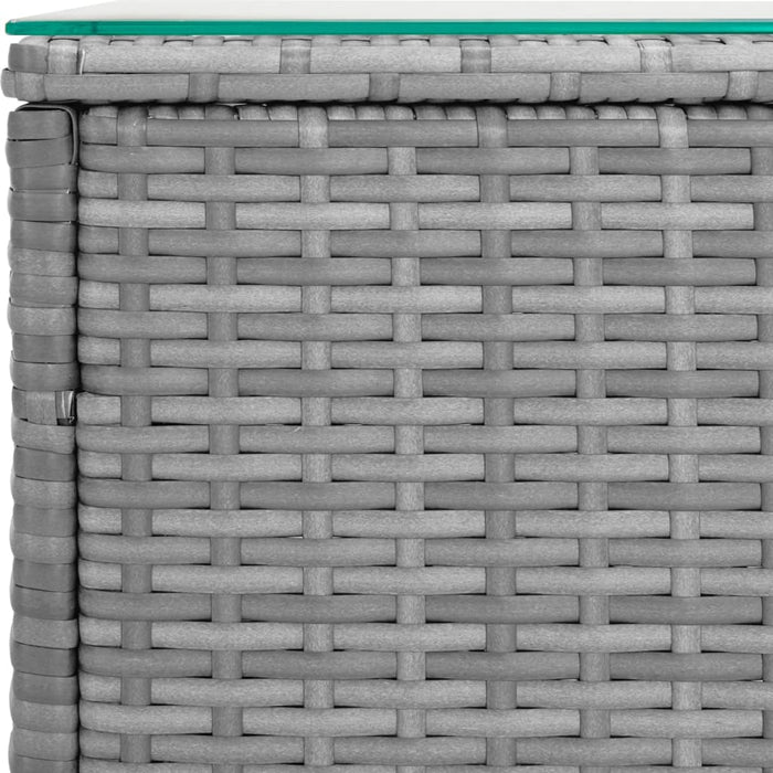 Tavolino Grigio 40x37x40,5 cm Polyrattan e Vetro Temperato 319389