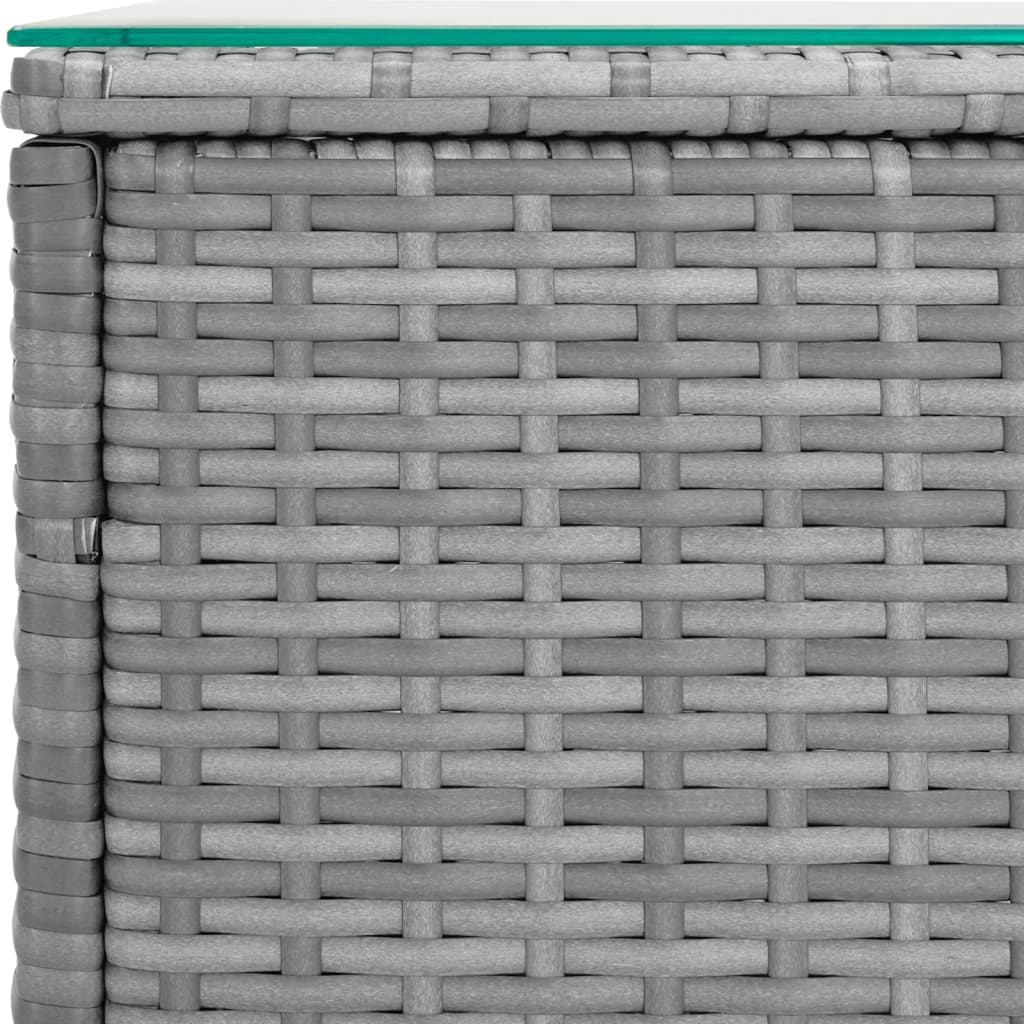 Tavolino Grigio 40x37x40,5 cm Polyrattan e Vetro Temperato