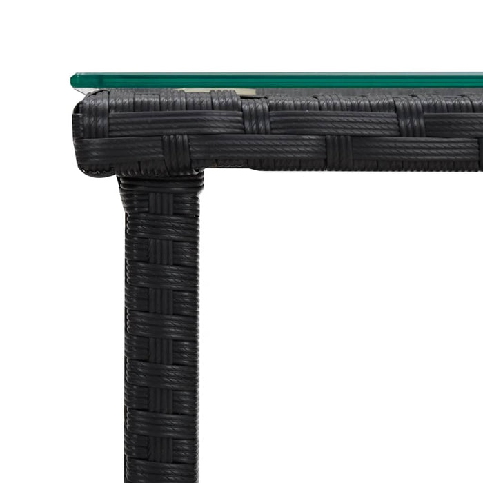 Tavolino-Tavolino da soggiorno-Tavolo Nero 45x45x45 cm Polyrattan e Vetro Temperato