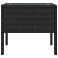 Tavolino Nero 53x37x48 cm Polyrattan e Vetro Temperato 319400